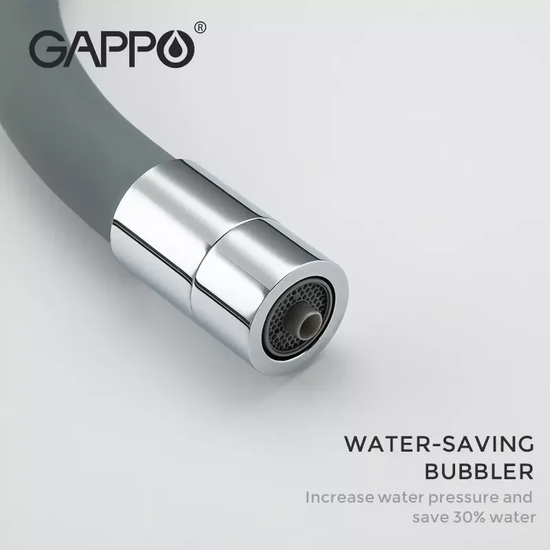 Смеситель для кухни GAPPO G4398-30 с гибким изливом серый/хром