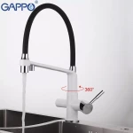 Смеситель для кухни GAPPO G4398-9 с гибким изливом белый/черный