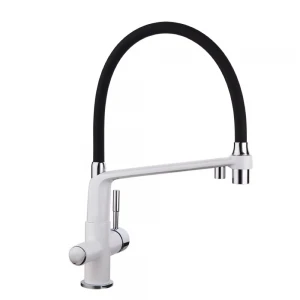 Смеситель для кухни GAPPO G4398-9 с гибким изливом белый/черный
