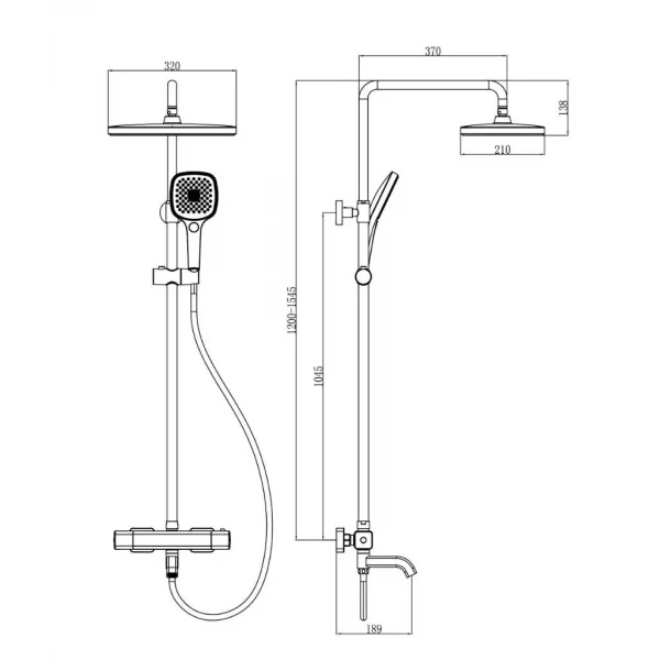 Душевая система с термостатом GAPPO G24791-6 черная с 3-функциональной воронкой