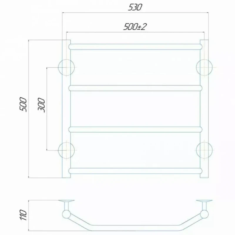 Рушникосушарка електрична Deffi Трапеція 500x500 правий, 100 Вт, хром