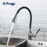 Смеситель для кухни FRAP F4044 с гибким изливом двухцветный черный/хром с двумя режимами