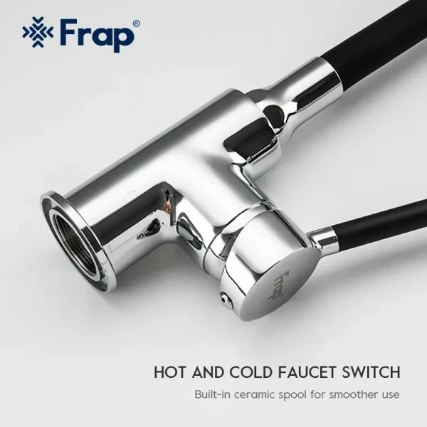 Смеситель для кухни FRAP F4044 с гибким изливом двухцветный черный/хром с двумя режимами