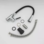 Смеситель для кухни FRAP F4044 с гибким изливом двухцветный черный/хром с двумя режимами