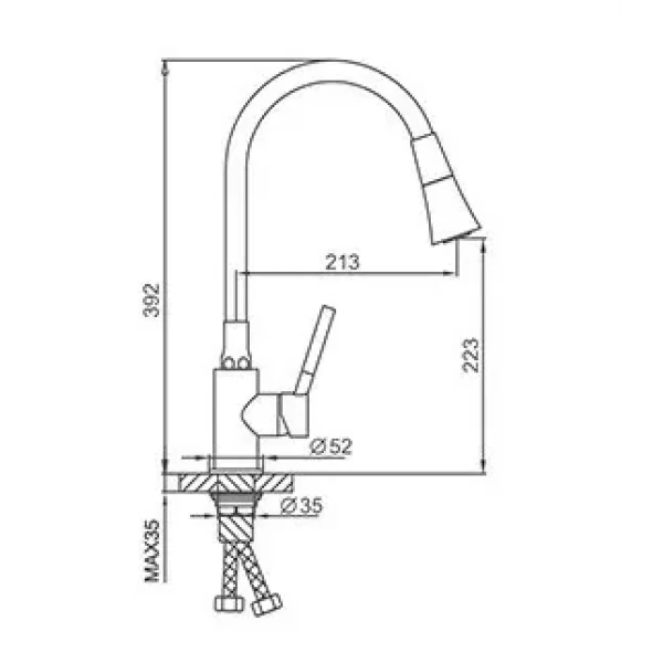 Смеситель для кухни FRAP F4044 с гибким изливом двухцветный черный/хром с двумя режимами