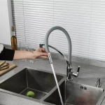 Смеситель для кухни FRAP F4552 с гибким изливом серый/хром