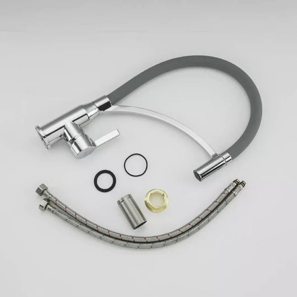 Смеситель для кухни FRAP F4552 с гибким изливом серый/хром