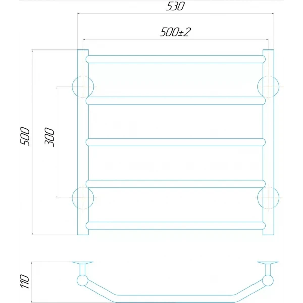 Полотенцесушитель водяной DEFFI Трапеция 500x500 мм