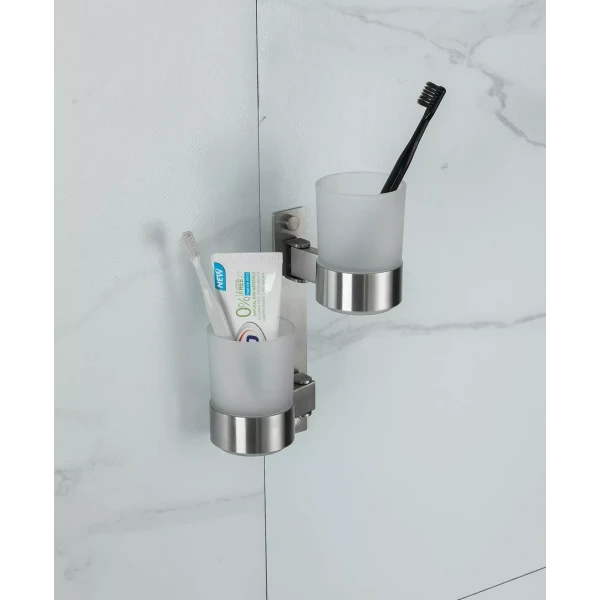 Стакан двойной для зубных щеток FRAP F30408 ​​нержавеющая сталь.