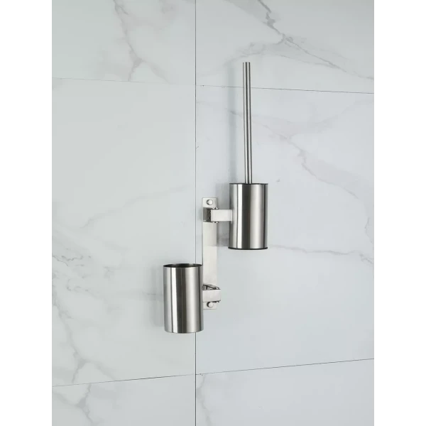 Ершик для унитаза FRAP F30410-1 настенный поворотный с держателем для моющего нержавеющая сталь.