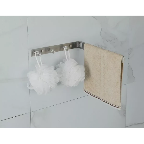 Планка с крючками для полотенец FRAP F30418 поворотная нержавеющая сталь с тремя крючками