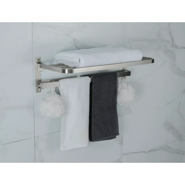 Полка для полотенец поворотная FRAP F30424 с 6 крючками нержавеющая сталь