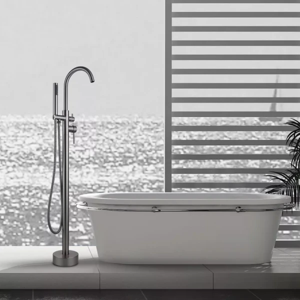 Напольный смеситель для ванны WEZER EKO19A-01 нержавеющая сталь