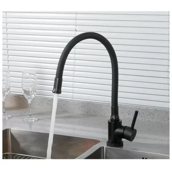 Смеситель для кухни WEZER EKO4E-01-BLACK с гибким изливом черный