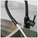 Смеситель для кухни WEZER EKO4E-01-BLACK с гибким изливом черный