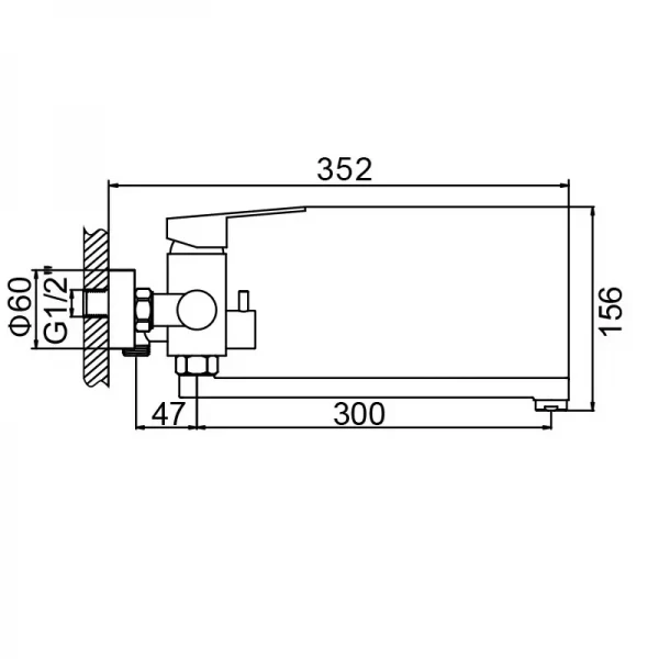 Смеситель для ванны WEZER EKO7A-01-BLACK нержавеющая сталь черный