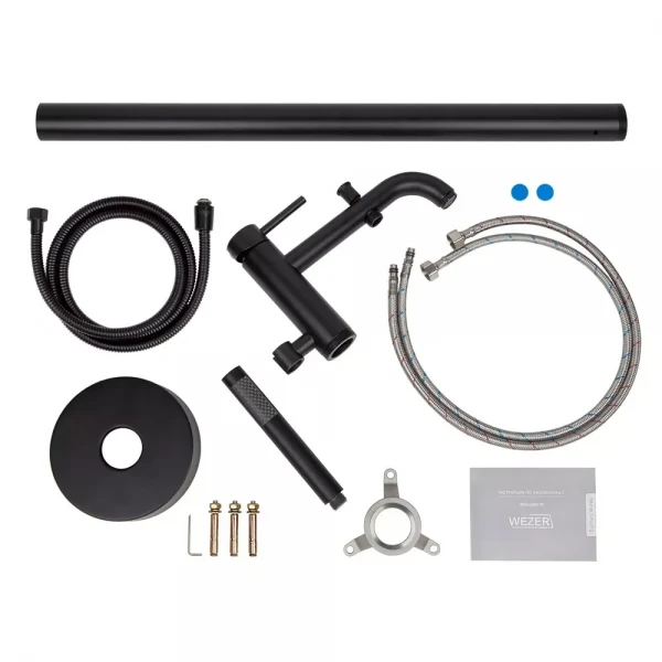 Смеситель для напольной ванны WEZER EKO19A-01-BLACK нержавеющая сталь черный