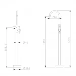 Смеситель для напольной ванны WEZER EKO19A-01-BLACK нержавеющая сталь черный