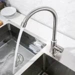 Монокран для раковины WEZER EKO14A-14 с поворотным изливом нержавеющая сталь