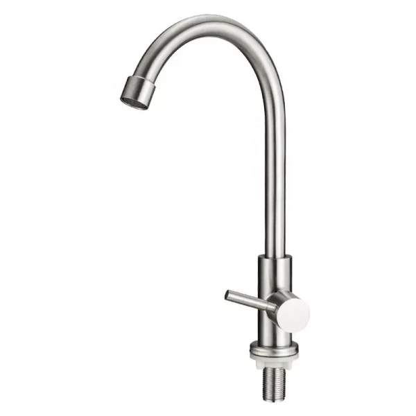 Монокран для раковины WEZER EKO14A-14 с поворотным изливом нержавеющая сталь