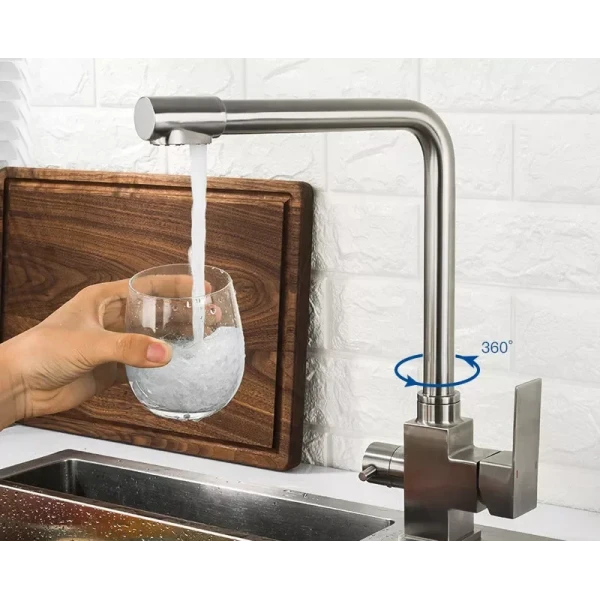 Смеситель для кухни WEZER PRO4C-02 для двух вод нержавеющая сталь