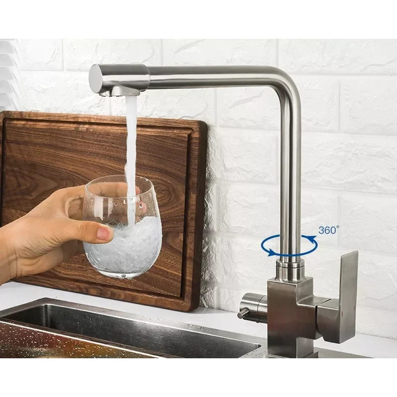 Смеситель для кухни WEZER PRO4C-02 для двух вод нержавеющая сталь