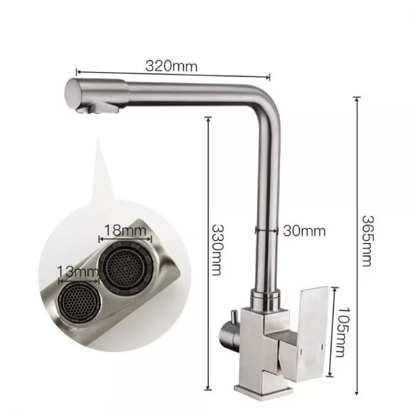 Смеситель для кухни WEZER PRO4C-02 для двух вод нержавеющая сталь