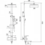 Душевая система WEZER PRO16-02-BLACK с переключателем на лейку, 3 функции черная
