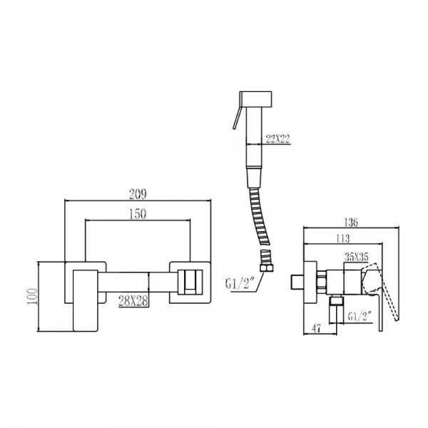 Гигиенический душ WEZER PRO9A-02-BLACK черный