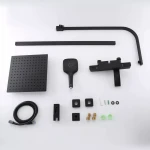 Душевая система с термостатом GAPPO G2407-60 черная с изливом и переключателем на лейку, 3 функции