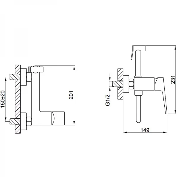 Змішувач із гігієнічним душем FAOP A2009, хром
