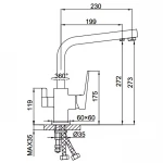 Змішувач для кухні з підключенням фільтра питної води FAOP A4309, хром