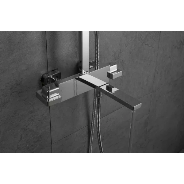 Душова система з термостатом FAOP A2409-40, вилив - перемикач на лійку, 3-режими, хром