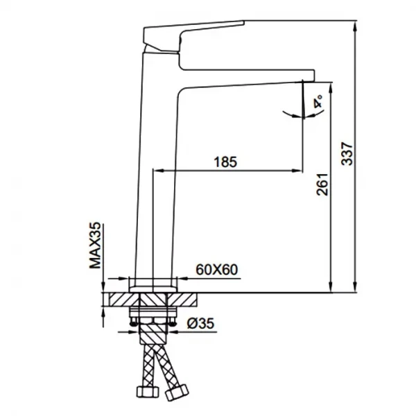 Змішувач для раковини високий FAOP A1009-26, чорний