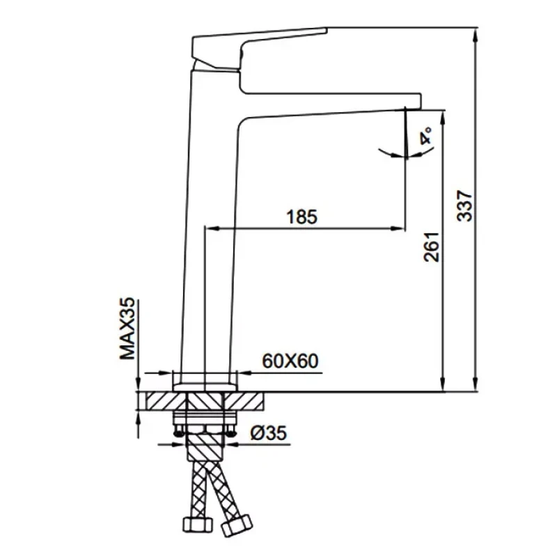 Змішувач для раковини високий FAOP A1009-26, чорний