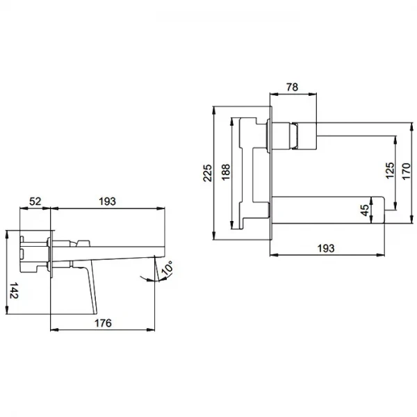 Смеситель скрытого монтажа для раковины FAOP A1009-36 черный