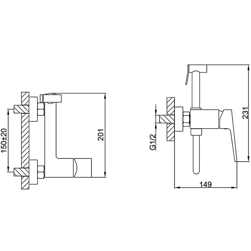 Змішувач із гігієнічним душем FAOP A2009-6