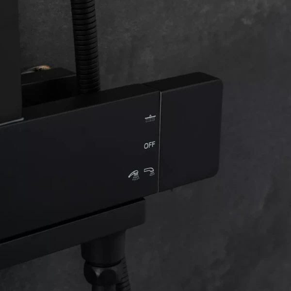 Душова система з термостатом FAOP A2409-60, вилив - перемикач на лійку, 3-режими, чорний