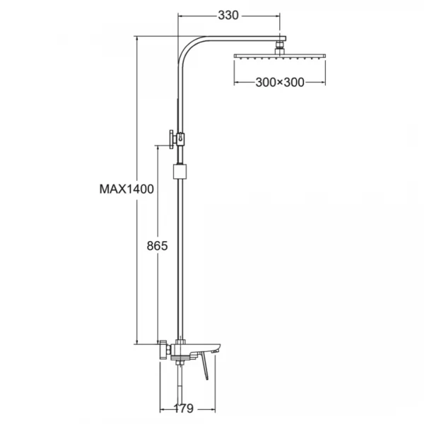 Душова система FAOP A2403-4, вилив - перемикач на лійку, 1-режим, бронза