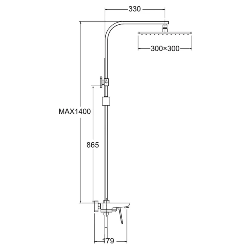 Душова система FAOP A2403-4, вилив - перемикач на лійку, 1-режим, бронза