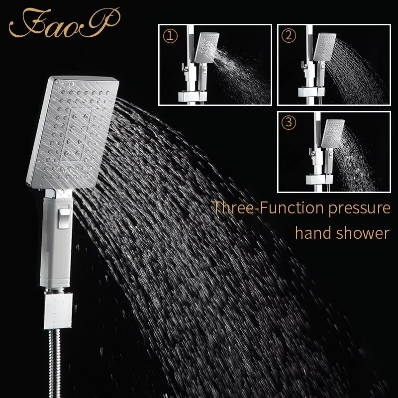 Душова система FAOP A2403-8, вилив - перемикач на лійку, 2-режими, білий-хром