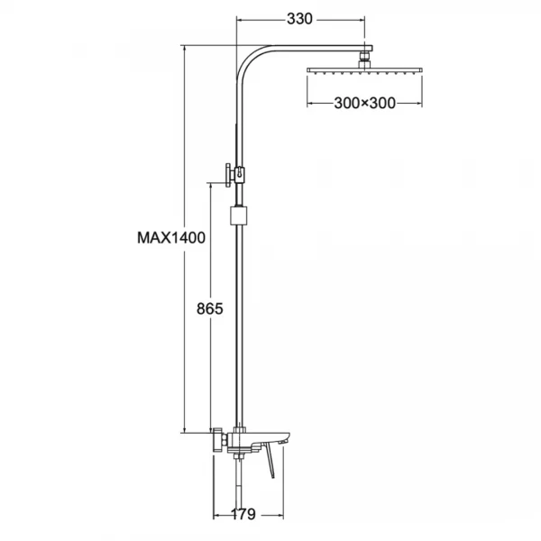 Душова система FAOP A2403-8, вилив - перемикач на лійку, 2-режими, білий-хром