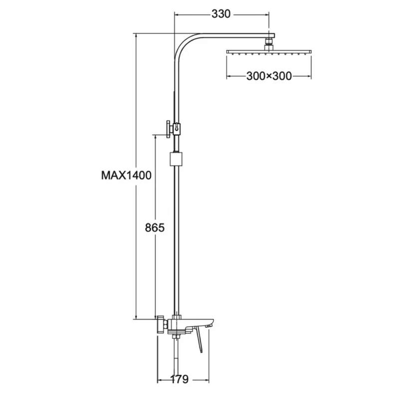 Душова система FAOP A2403-8, вилив - перемикач на лійку, 2-режими, білий-хром