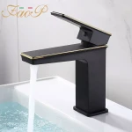 Змішувач для раковини FAOP A1006-6, чорний-золото.