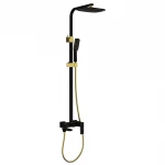 Душевая система FAOP A2406-6 с переключателем на лейку черная с золотом, 1 режим