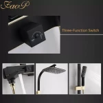 Душевая система FAOP A2406-6 с переключателем на лейку черная с золотом, 1 режим