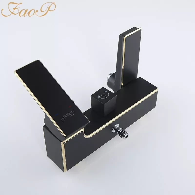 Душова система FAOP A2406-6, вилив - перемикач на лійку, 1-режим, чорний-золото