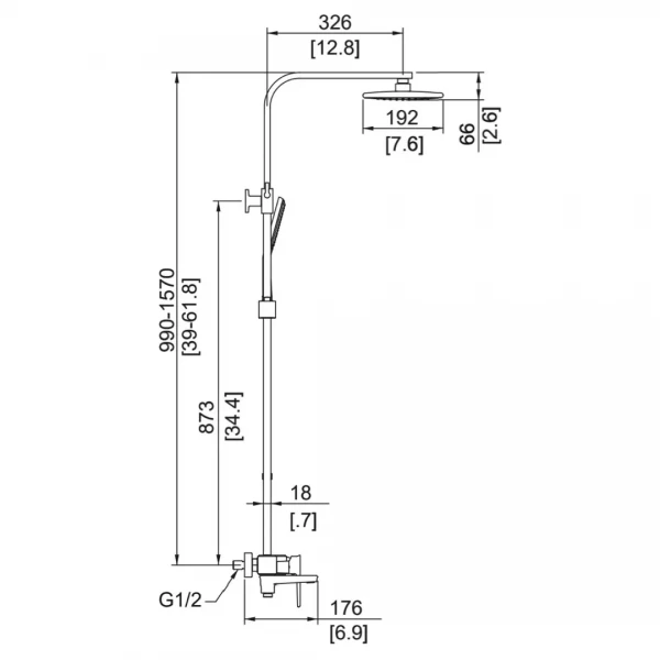 Душевая система FAOP A2406-6 с переключателем на лейку черная с золотом, 1 режим