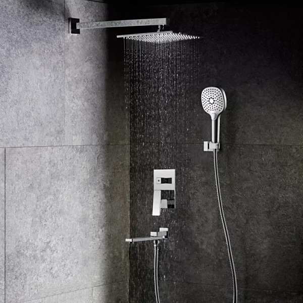 Вбудована душова система FAOP A7109, вилив - перемикач на лійку, 3-режими, хром