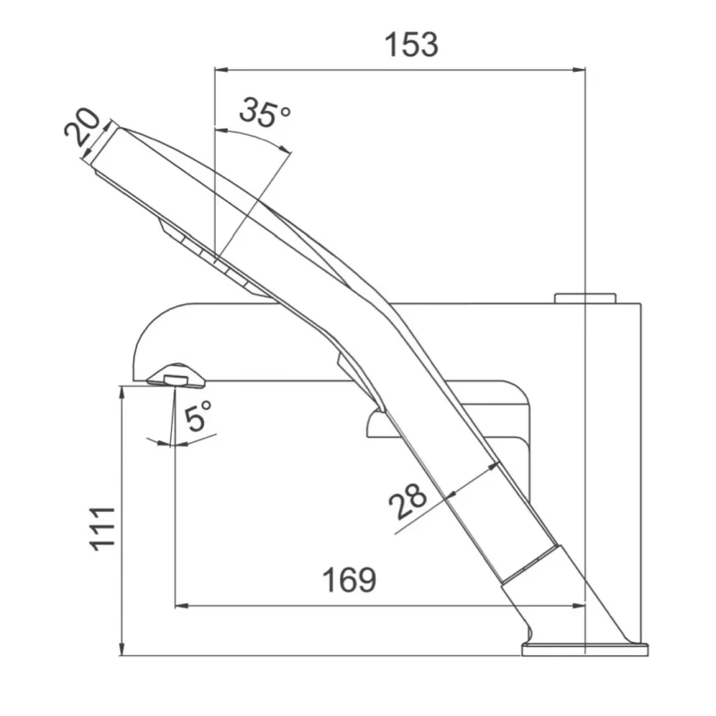 Змішувач для ванни на борт GAPPO G1103-8, білий/хром